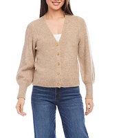 Karen Kane Stretch V-Neck Long Sleeve Button Up Cardigan