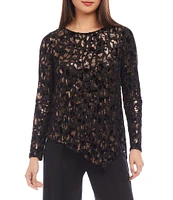 Karen Kane Stretch Velvet Burnout Asymmetrical Hemline Top