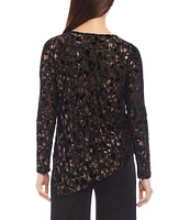 Karen Kane Stretch Velvet Burnout Asymmetrical Hemline Top