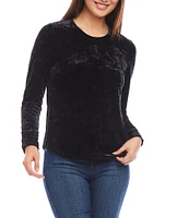 Karen Kane Stretch Velvet Shirred Cuffed Long Sleeve Top