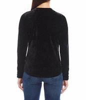 Karen Kane Stretch Velvet Shirred Cuffed Long Sleeve Top