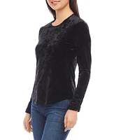 Karen Kane Stretch Velvet Shirred Cuffed Long Sleeve Top