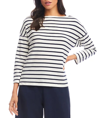 Karen Kane Stripe 3/4 Sleeve Boatneck Top