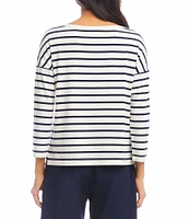 Karen Kane Stripe 3/4 Sleeve Boatneck Top