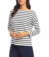 Karen Kane Stripe 3/4 Sleeve Boatneck Top