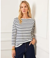 Karen Kane Stripe 3/4 Sleeve Boatneck Top