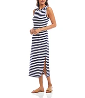 Karen Kane Stripe Crew Neck Sleeveless Midi Column Dress