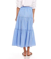 Karen Kane Stripe Soft Cotton Tiered Midi Skirt