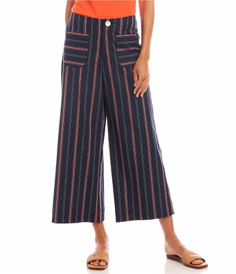 Karen Kane Striped High Rise Wide Leg Cropped Pants