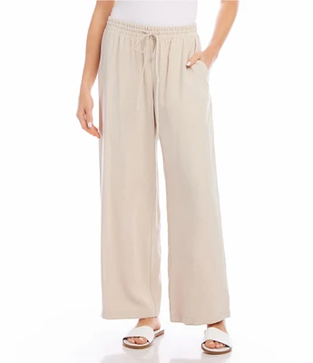 Karen Kane Twill Elastic Drawstring Wide Leg Pull-On Pants