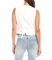 Karen Kane V-Neck Sleeveless Striped Print Soft Cotton Vest