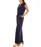 Karen Kane V-Neck Sleeveless Travel Jersey Jumpsuit