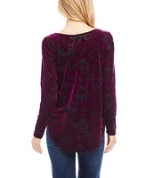 Karen Kane Velvet Burnout Boat Neck Long Sleeve Top