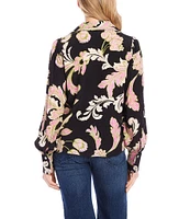 Karen Kane Woven Floral V-Neck Long Sleeve Blouson