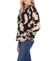 Karen Kane Woven Floral V-Neck Long Sleeve Blouson