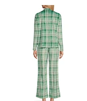 Karen Neuburger Plaid Print Fleece Notch Collar Long Sleeve 3-Piece Pajama Set