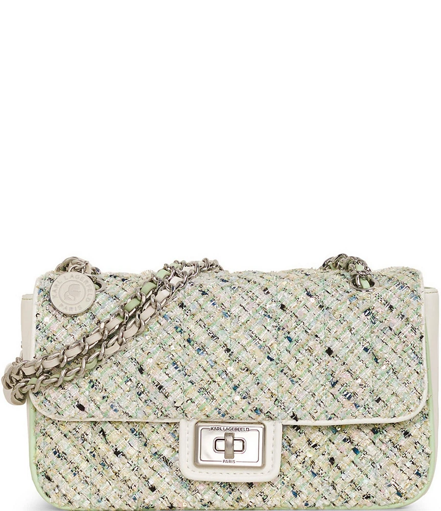 KARL LAGERFELD PARIS Agyness Tweed Shoulder Crossbody Bag