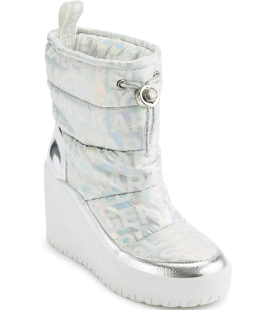 KARL LAGERFELD PARIS Berdina Puff Platform Wedge Booties