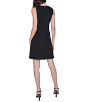 KARL LAGERFELD PARIS Bow Front Scuba Crepe Sheath Dress