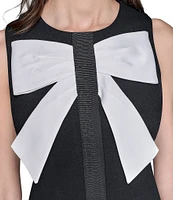 KARL LAGERFELD PARIS Bow Front Scuba Crepe Sheath Dress