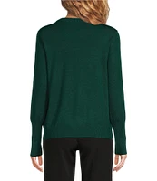 KARL LAGERFELD PARIS Button Shoulder Crew Neck Long Sleeve Sweater