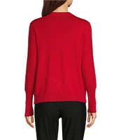 KARL LAGERFELD PARIS Button Shoulder Crew Neck Long Sleeve Sweater