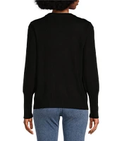 KARL LAGERFELD PARIS Button Shoulder Crew Neck Long Sleeve Sweater