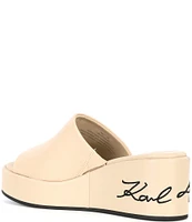 KARL LAGERFELD PARIS Calvina Leather Chunky Platform Wedge Sandals