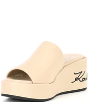 KARL LAGERFELD PARIS Calvina Leather Chunky Platform Wedge Sandals