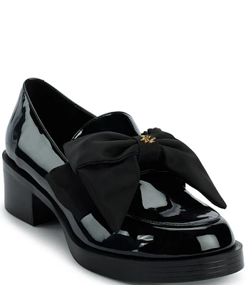 KARL LAGERFELD PARIS Camilla Patent Leather Bow Loafers