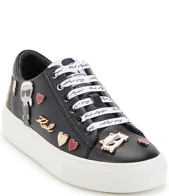 KARL LAGERFELD PARIS Cate Pins Leather Sneakers