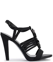 KARL LAGERFELD PARIS Cicely Stretch Elastic Rhinestone Embellished Dress Sandals