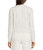 KARL LAGERFELD PARIS Coordinating Round Neck Long Sleeve Contrast Trim Cropped Jacket