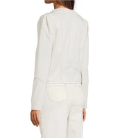 KARL LAGERFELD PARIS Coordinating Round Neck Long Sleeve Contrast Trim Cropped Jacket