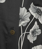 KARL LAGERFELD PARIS Coordinating Satin Crepe Floral Print Point Collar Sleeveless Shirt