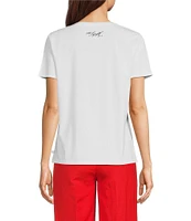 KARL LAGERFELD PARIS Crew Neckline Short Sleeve Sketch Graphic Tee Shirt