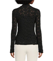 KARL LAGERFELD PARIS Crochet Knit V-Neck Long Sleeve Coordinating Cardigan