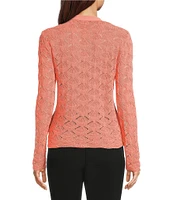KARL LAGERFELD PARIS Crochet Knit V-Neck Long Sleeve Coordinating Cardigan