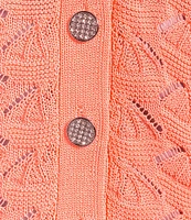 KARL LAGERFELD PARIS Crochet Knit V-Neck Long Sleeve Coordinating Cardigan