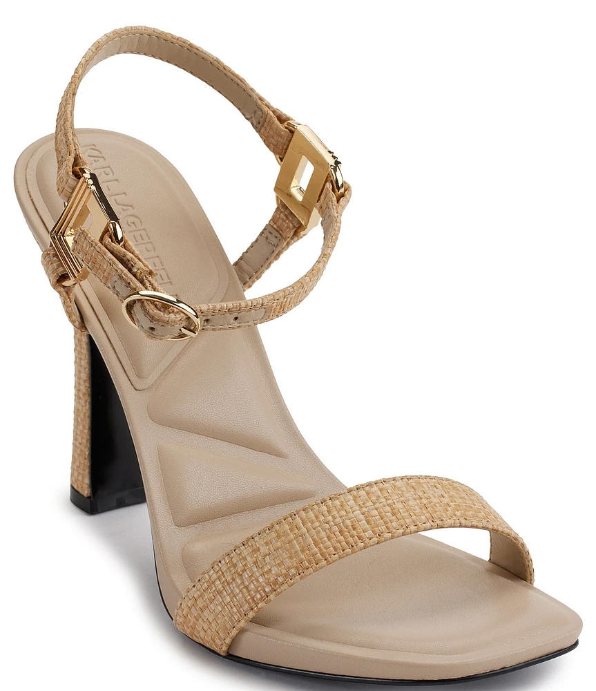 KARL LAGERFELD PARIS Cybil Raffia Ankle Strap Sandals