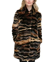 KARL LAGERFELD PARIS Faux Fur Single Breasted Zebra Coat