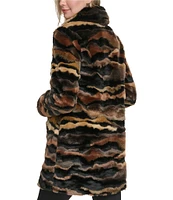 KARL LAGERFELD PARIS Faux Fur Single Breasted Zebra Coat