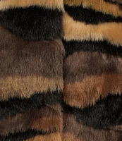 KARL LAGERFELD PARIS Faux Fur Single Breasted Zebra Coat