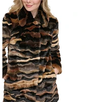 KARL LAGERFELD PARIS Faux Fur Single Breasted Zebra Coat