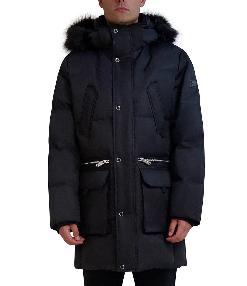 KARL LAGERFELD PARIS Faux Fur Trimmed Hood Heavy Weight Jacket