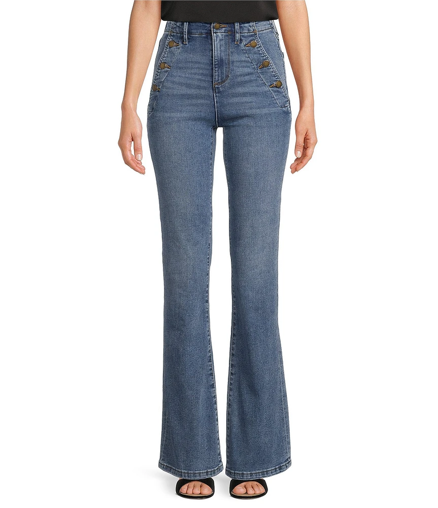 KARL LAGERFELD PARIS Flare Leg Stretch Denim Sailor Jeans