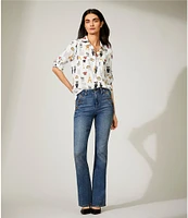 KARL LAGERFELD PARIS Flare Leg Stretch Denim Sailor Jeans