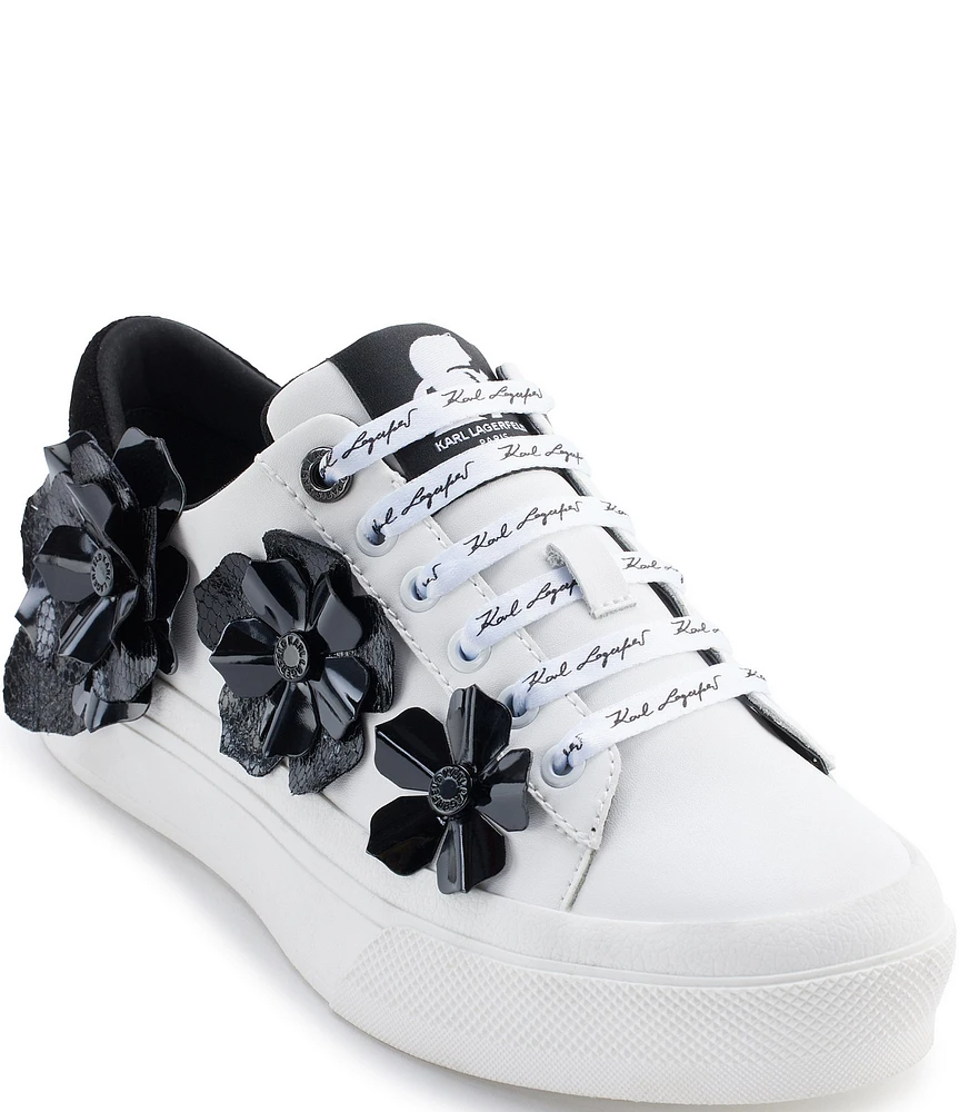 KARL LAGERFELD PARIS Georgia Floral Ornament Leather Sneakers