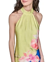 KARL LAGERFELD PARIS Halter Neck Printed Slip Midi Dress