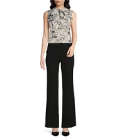 KARL LAGERFELD PARIS High Waisted Full Length Sailor Button Pocket Pant